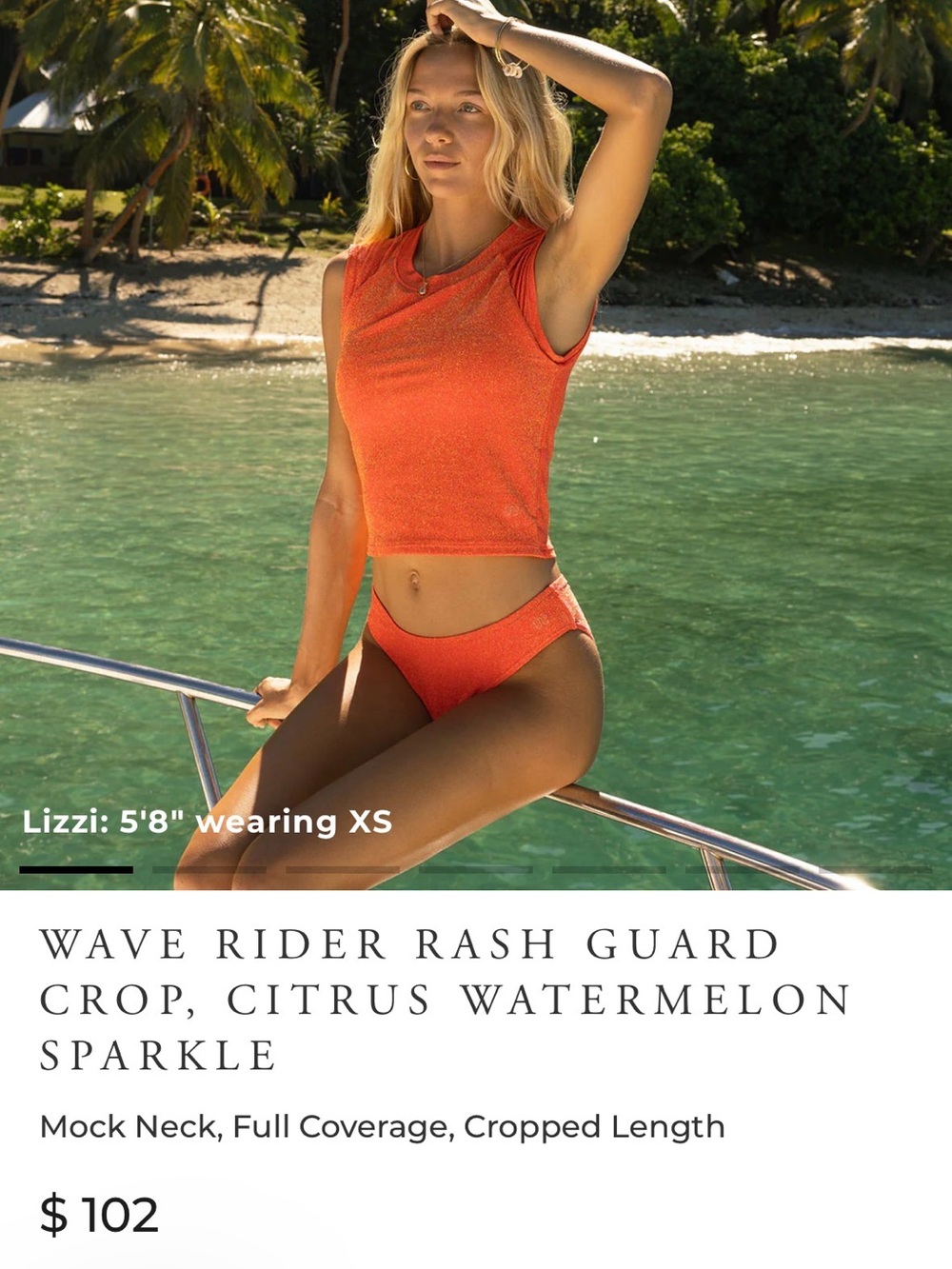 Albion Citrus Sparkle Rash Guard Crop Top & Bikini Bottoms
